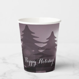Kerstfeest Roze Bomen Vakantie Winter Elegant Papieren Bekers