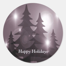 Kerstfeest Roze Bomen Vakantie Winter Elegant Ronde Sticker