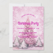 Kerstfeest roze boom sneeuwvlokken kaart (Voorkant)