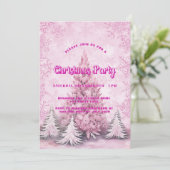 Kerstfeest roze boom sneeuwvlokken kaart (Staand voorkant)
