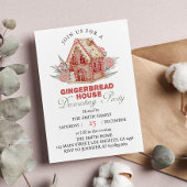 Kerstfeest Roze Gingerbread House uitnodiging