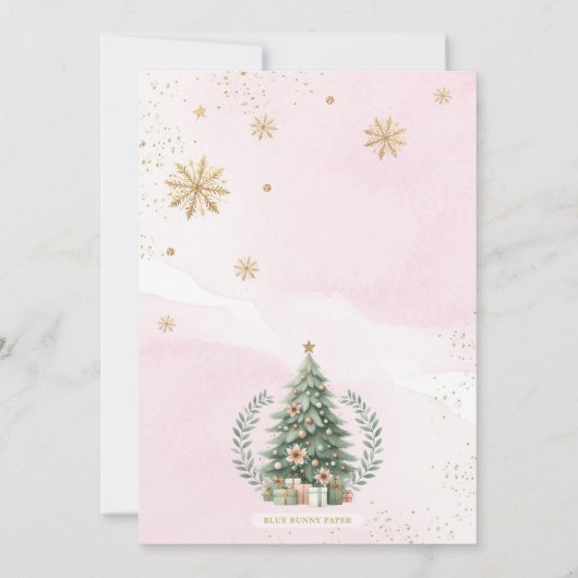 kerstfeest | Roze gouden winter vakantie Kaart (Achterkant)