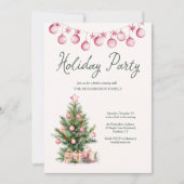 Kerstfeest Roze Kerstboom Kaart (Voorkant)