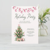 Kerstfeest Roze Kerstboom Kaart (Staand voorkant)