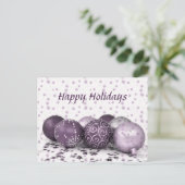 Kerstfeest Roze Paarse Ornamenten Snowflake Briefkaart (Staand voorkant)