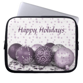Kerstfeest Roze Paarse Ornamenten Snowflake Laptop Sleeve