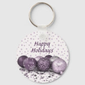 Kerstfeest Roze Paarse Ornamenten Snowflake Sleutelhanger (Voorkant)