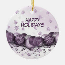 Kerstfeest Roze Paarse Snowflakes Elegant Keramisch Ornament