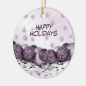 Kerstfeest Roze Paarse Snowflakes Elegant Keramisch Ornament (Links)
