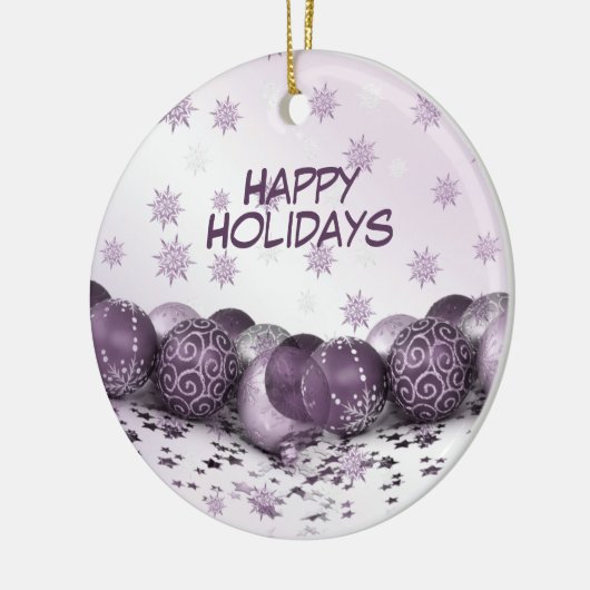 Kerstfeest Roze Paarse Snowflakes Elegant Keramisch Ornament (Links)
