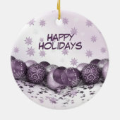 Kerstfeest Roze Paarse Snowflakes Elegant Keramisch Ornament (Achterkant)