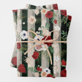 Kerstfeest Rozen Decoratie, Yuletide Gift Pattern Inpakpapier Vel (In situ)