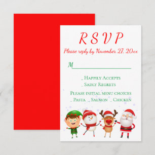 Kerstfeest RSVP Red Green Santa Holiday Kaart
