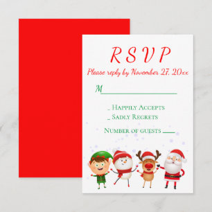Kerstfeest RSVP Red Green Santa Holiday Kaart