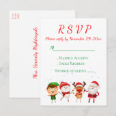 Kerstfeest RSVP Red Green Santa Holiday Uitnodiging Briefkaart (Voorkant / Achterkant)