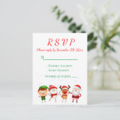 Kerstfeest RSVP Red Green Santa Holiday Uitnodiging Briefkaart (Staand voorkant)