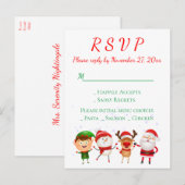 Kerstfeest RSVP Rood Groen Kerstman Vakantie Uitnodiging Briefkaart (Voorkant / Achterkant)