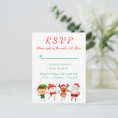 Kerstfeest RSVP Rood Groen Kerstman Vakantie Uitnodiging Briefkaart (Staand voorkant)