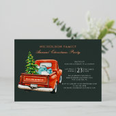 Kerstfeest Rustic Plaid Gold Folie Uitnodiging (Staand Voorkant)