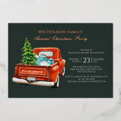 Kerstfeest Rustic Plaid Goud Folie Uitnodiging (Voorkant)