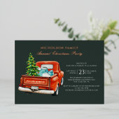 Kerstfeest Rustic Plaid Goud Folie Uitnodiging (Staand Voorkant)