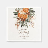 Kerstfeest rustieke citrus botanische gedrukt servet (Voorkant)