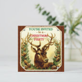 Kerstfeest rustieke rendier houtnerf kaart (Staand voorkant)