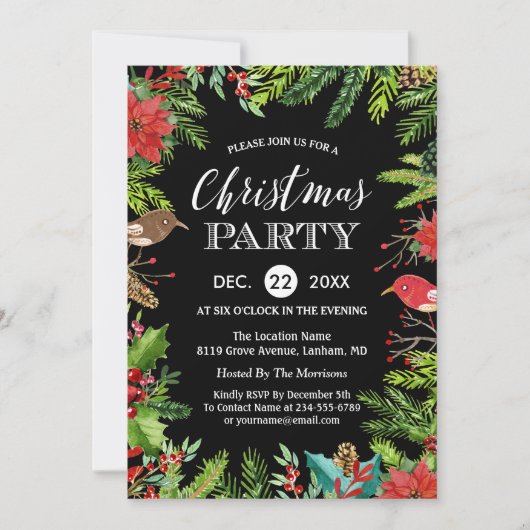 Kerstfeest | Rustige bessen en pijnbomen Kaart (Voorkant)