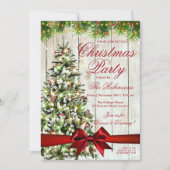 kerstfeest | Rustige bomen, lampjes en rood lint Kaart (Voorkant)