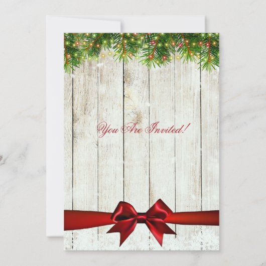 kerstfeest | Rustige bomen, lampjes en rood lint Kaart (Achterkant)