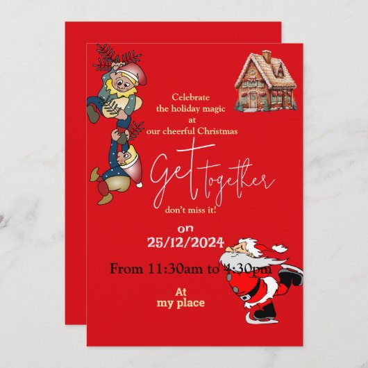 Kerstfeest samenkomst  kaart (Voorkant / Achterkant)