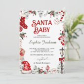 Kerstfeest Santa Baby Winter Baby shower Kaart (Staand voorkant)