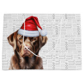 Kerstfeest Santa Chocolate Labrador Hondenvakantie Groot Cadeauzakje (Voorkant)