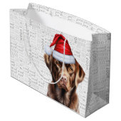 Kerstfeest Santa Chocolate Labrador Hondenvakantie Groot Cadeauzakje (Achterkant Gekanteld)