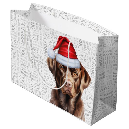 Kerstfeest Santa Chocolate Labrador Hondenvakantie Groot Cadeauzakje (Achterkant Gekanteld)