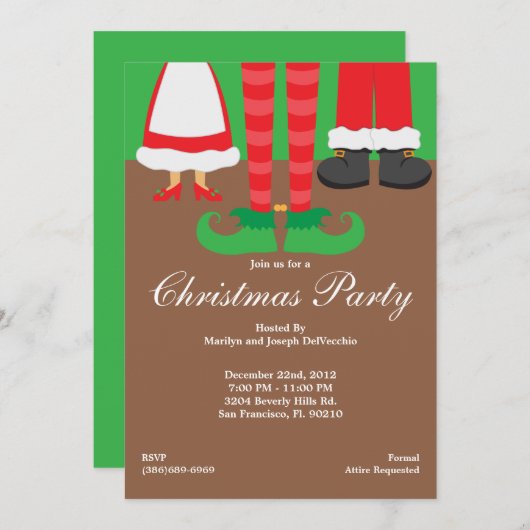 Kerstfeest, Santa, Elf en Mrs Claus Holiday Kaart (Voorkant / Achterkant)