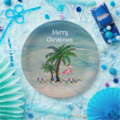 Kerstfeest Santa flamingos Vakantie Papieren Bordje (Feest)