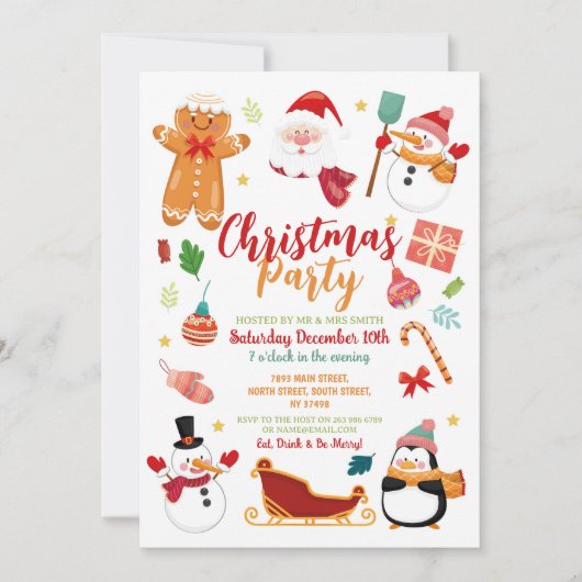 Kerstfeest Santa Gingerbread Sneeuwman Plezier Kaart (Voorkant)