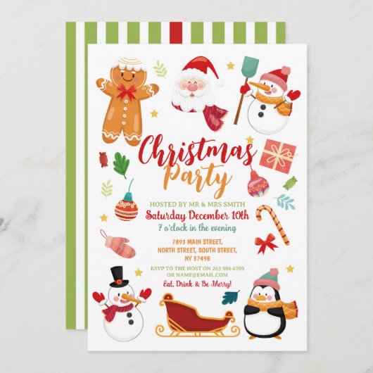 Kerstfeest Santa Gingerbread Sneeuwman Plezier Kaart (Voorkant / Achterkant)