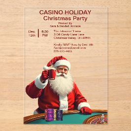 Kerstfeest Santa Las Vegas Casino Style Party Acryl Uitnodigingen