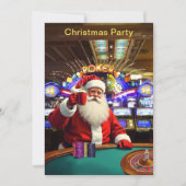 Kerstfeest Santa Las Vegas Casino Style Party Kaart (Voorkant)