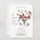 Kerstfeest Santa Martini Kaart (Voorkant)