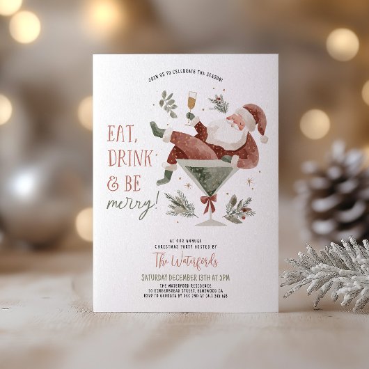 Kerstfeest Santa Martini Kaart