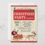 Kerstfeest Santa Sleigh uitnodiging (Voorkant)