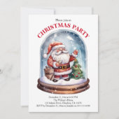 Kerstfeest Santa Winter Sneeuw Wereldbol Uitnodigi Aankondiging (Voorkant)