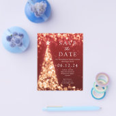 Kerstfeest Save De Datum Gouden Glam Rood Uitnodig Flyer (Enkel)