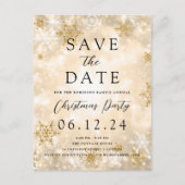 Kerstfeest Save De Datum Gouden Winter Wonder Aankondigingskaart (Voorkant)