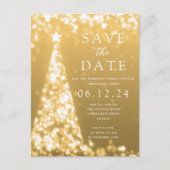 Kerstfeest Save The Date Gouden Boom Glam Aankondigingskaart (Voorkant)
