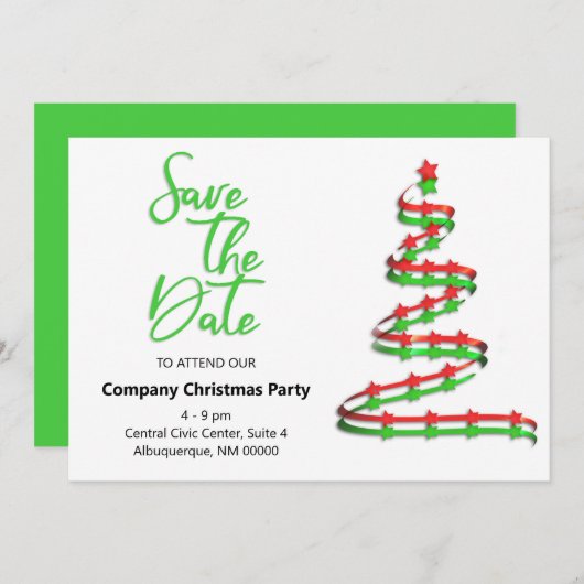 Kerstfeest Save The Date Moderne Kerstboom (Voorkant / Achterkant)