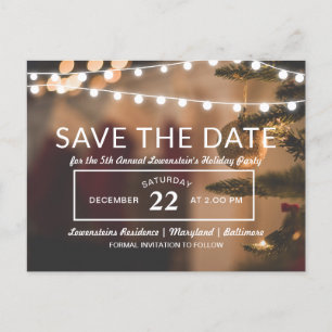 kerstfeest   Save the date   String Lights Aankondigingskaart
